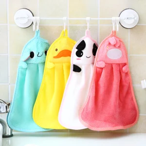 sg-11134201-81ztc-midyr7cyvzlu93.webp Microfiber Plush Towel Cartoon Thick Coral Velvet Absorbent Hanging Cleaning Cloth Tuala Tangan